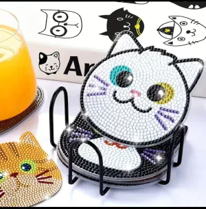 10pcs Diamond Painting Coasters Set - Cat Theme