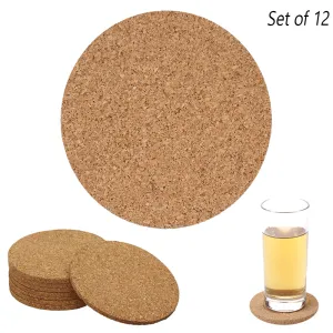 12 Set Cork Coasters Drink Absorbent Cup Mat Rustic Design Hot Cold Beverage DIY