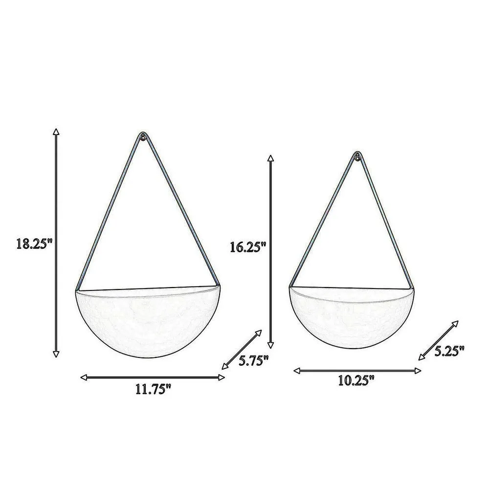 16, 18 Inch Wall Planters, Set of 2, Half Moon Shape, Gold and Black Metal By Casagear Home