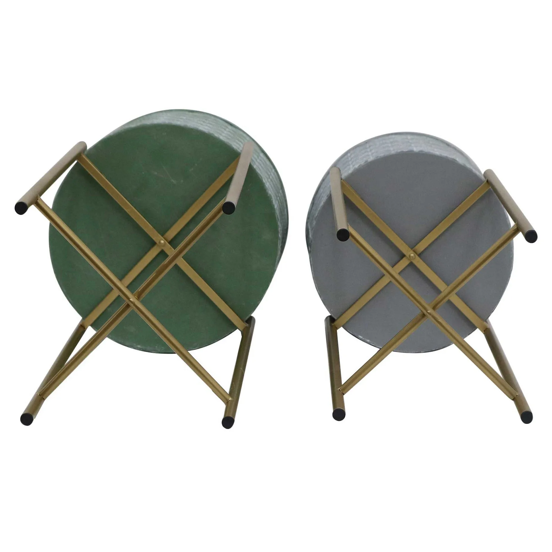 2 Piece Stilted Fan Metal Planter Set