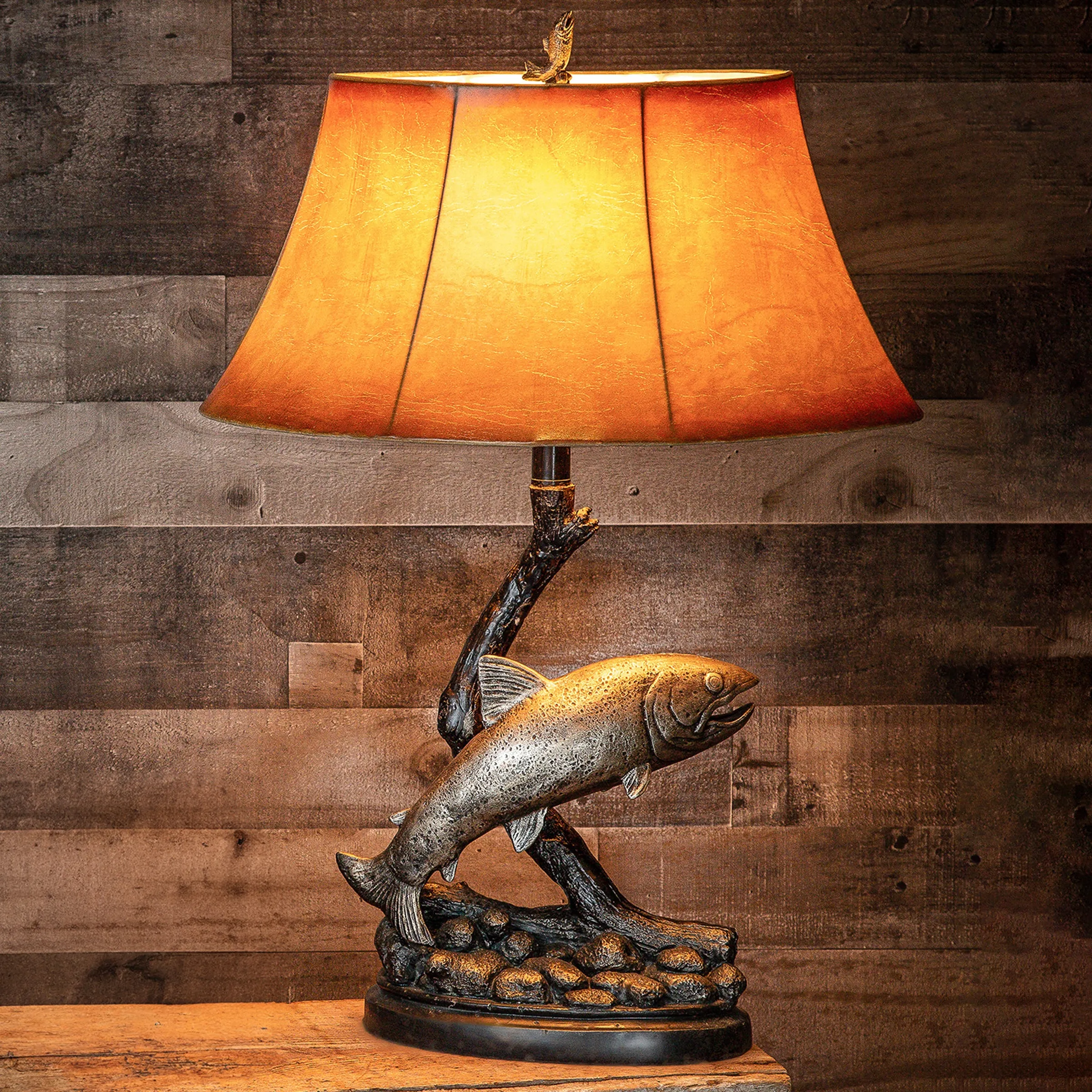 27.5"H Jumping Trout Table Lamp