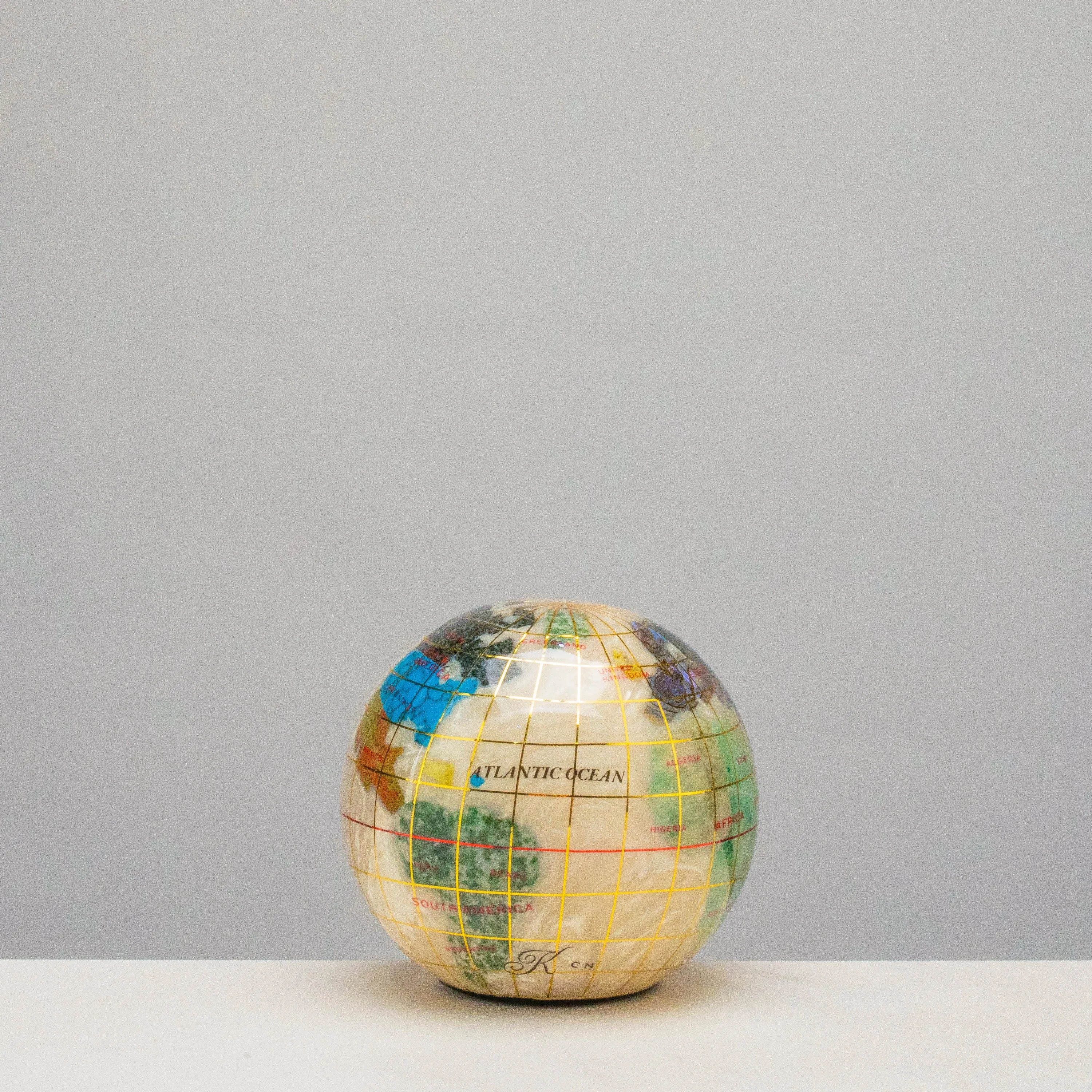 3 Gemstone Globe Paperweight with Opal Opalite Ocean