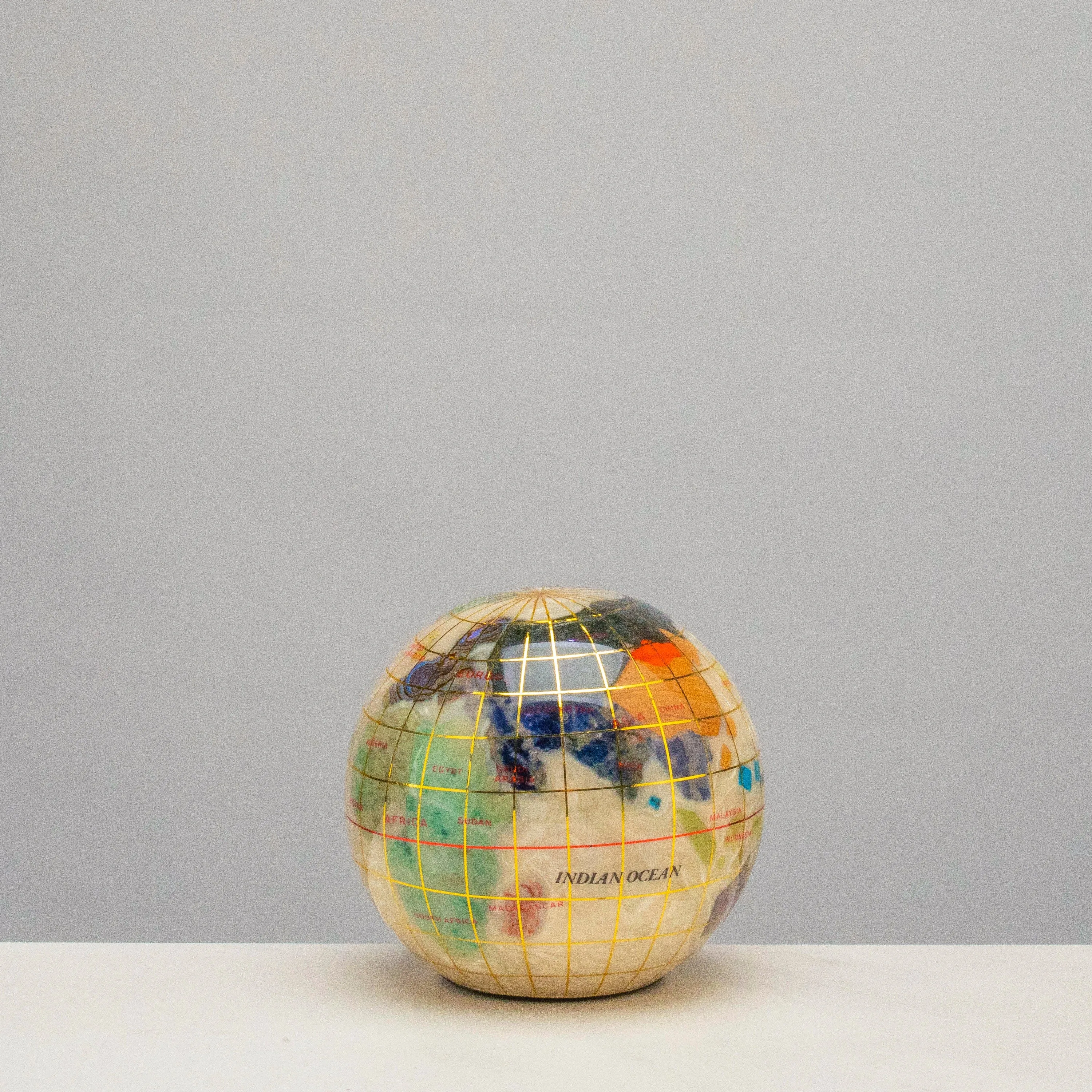 3 Gemstone Globe Paperweight with Opal Opalite Ocean
