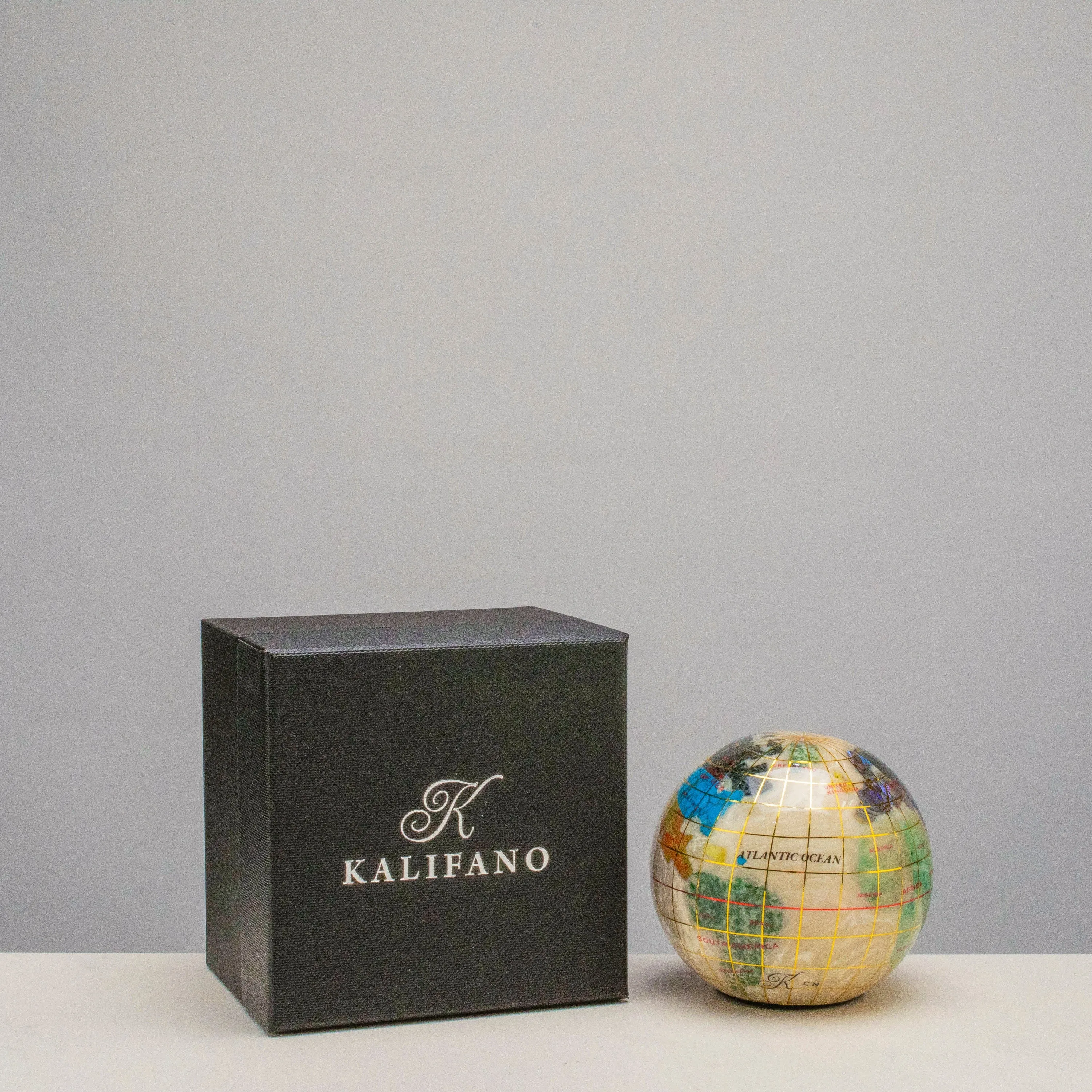 3 Gemstone Globe Paperweight with Opal Opalite Ocean
