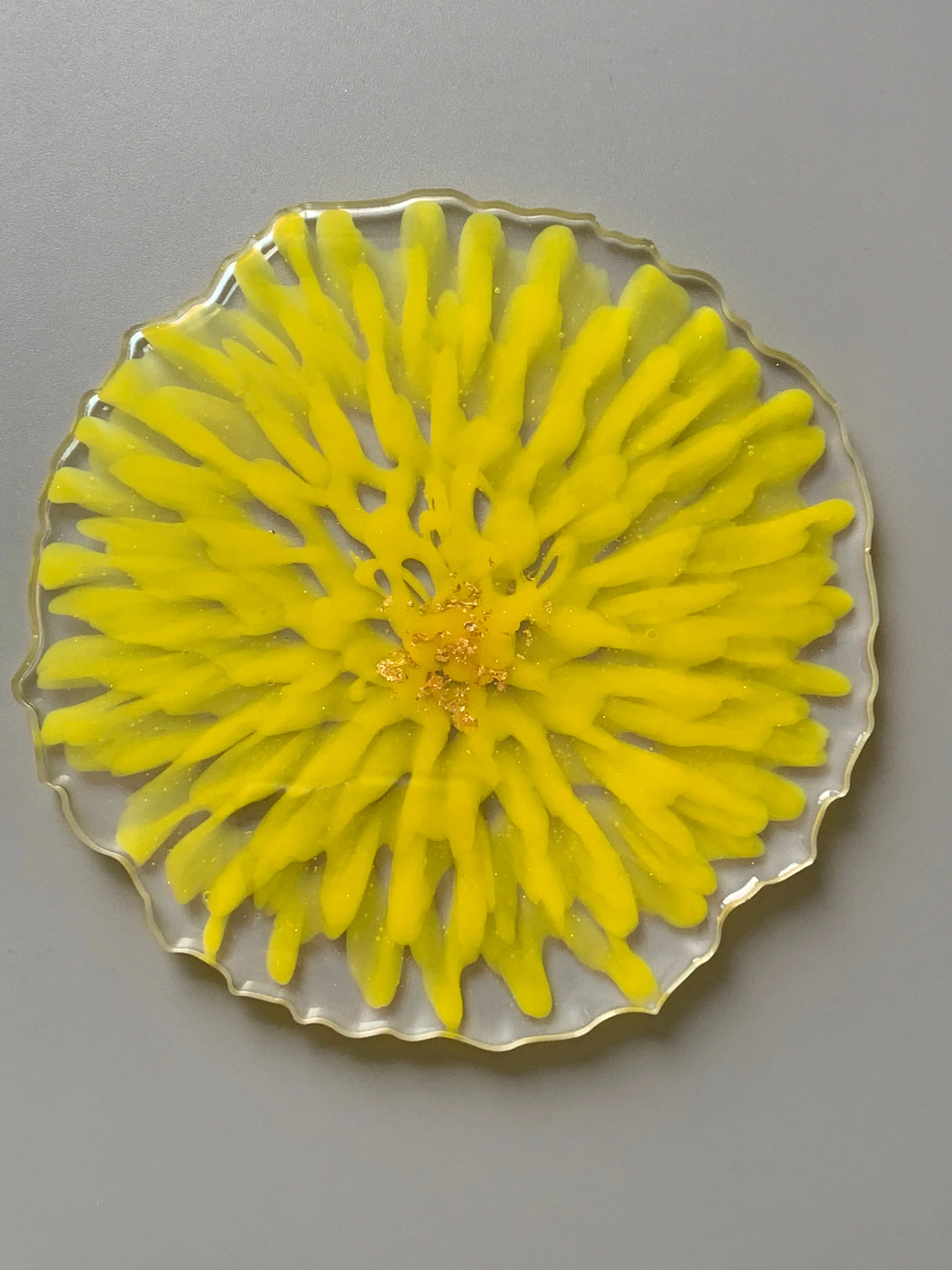 3D Floral Yellow Coasters