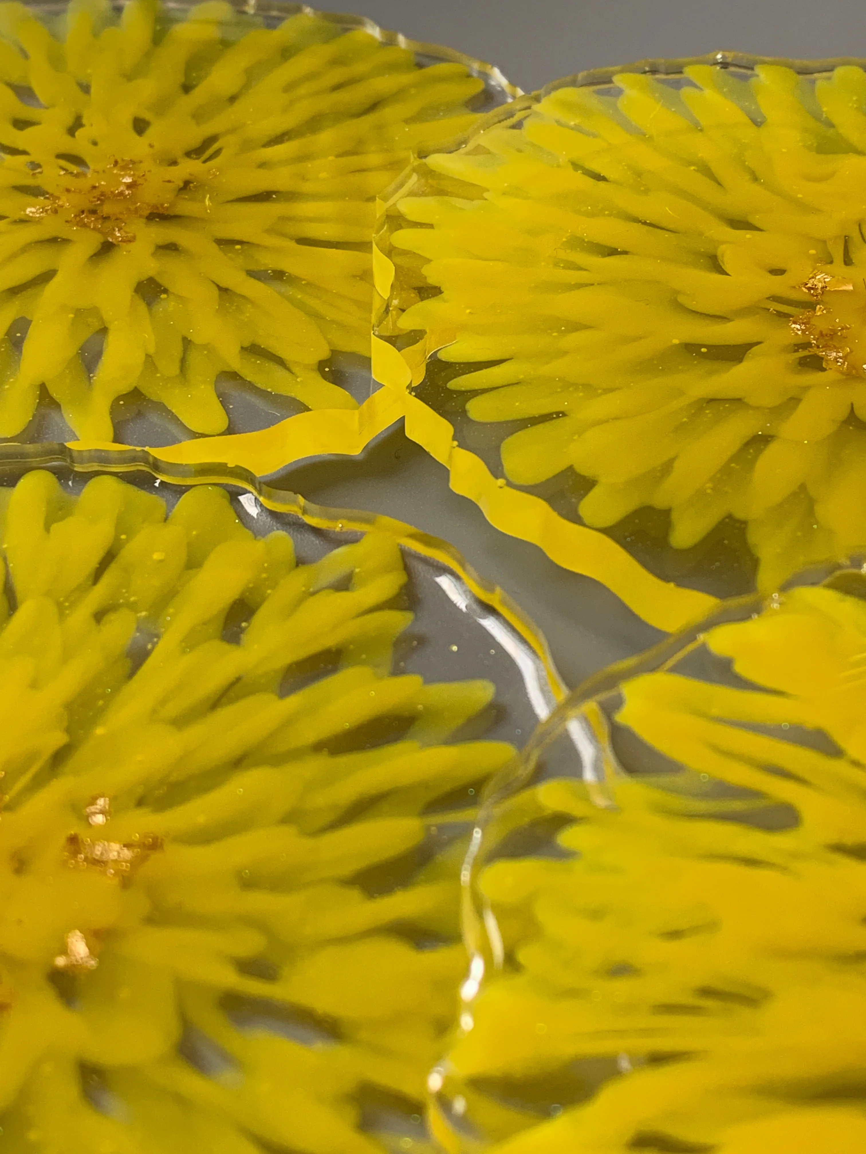 3D Floral Yellow Coasters