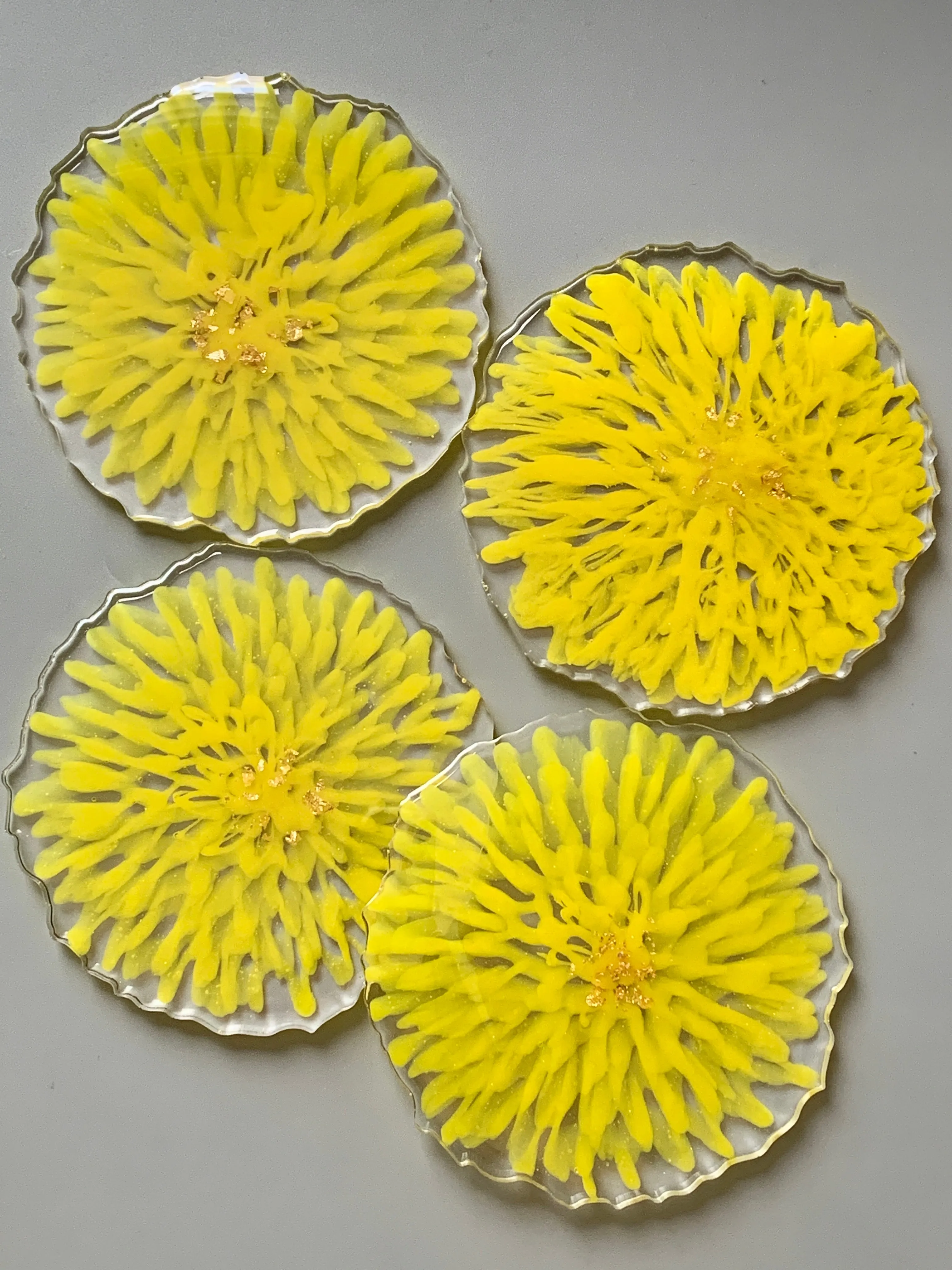 3D Floral Yellow Coasters