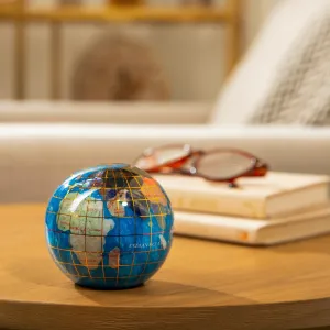 3" Gemstone Globe Paperweight with Bahama Blue Opalite Ocean