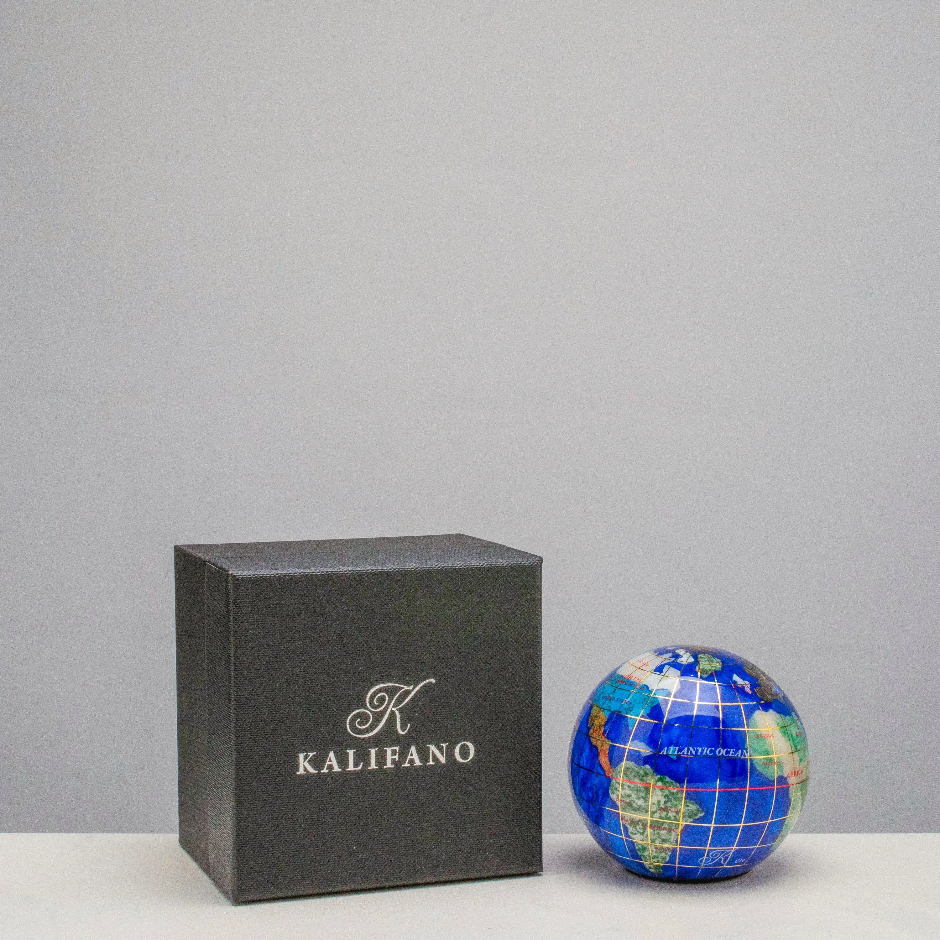 3" Gemstone Globe Paperweight with Caribbean Blue Opalite Ocean