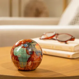 3" Gemstone Globe Paperweight with Copper Amber Opalite Ocean