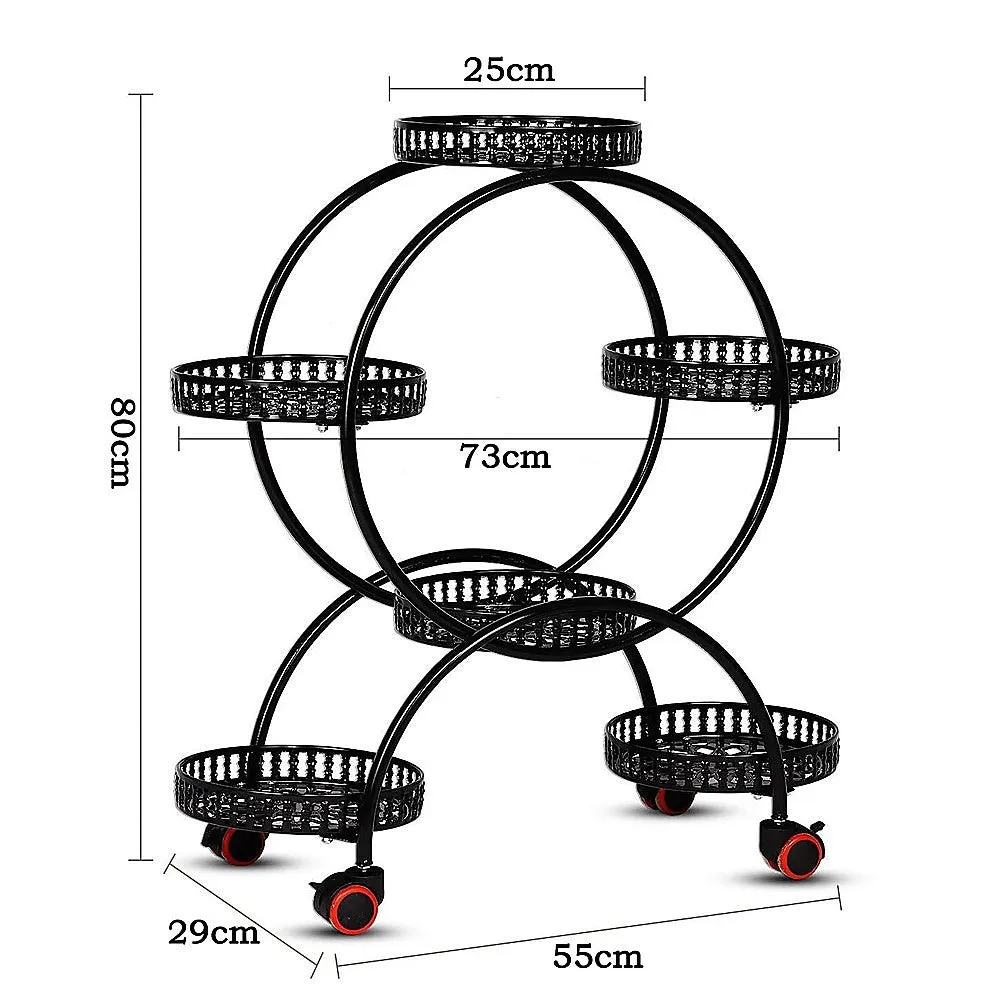 4 Layer 6 Pots Flower Holder Plant Stand Shelf | 4-Wheel Free Moving Rack