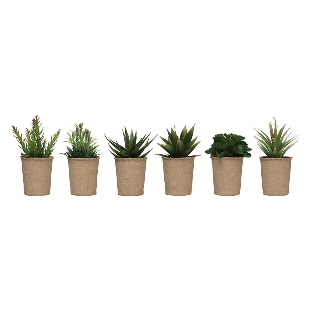 7 1/4" Faux Succulents in Paper Pots