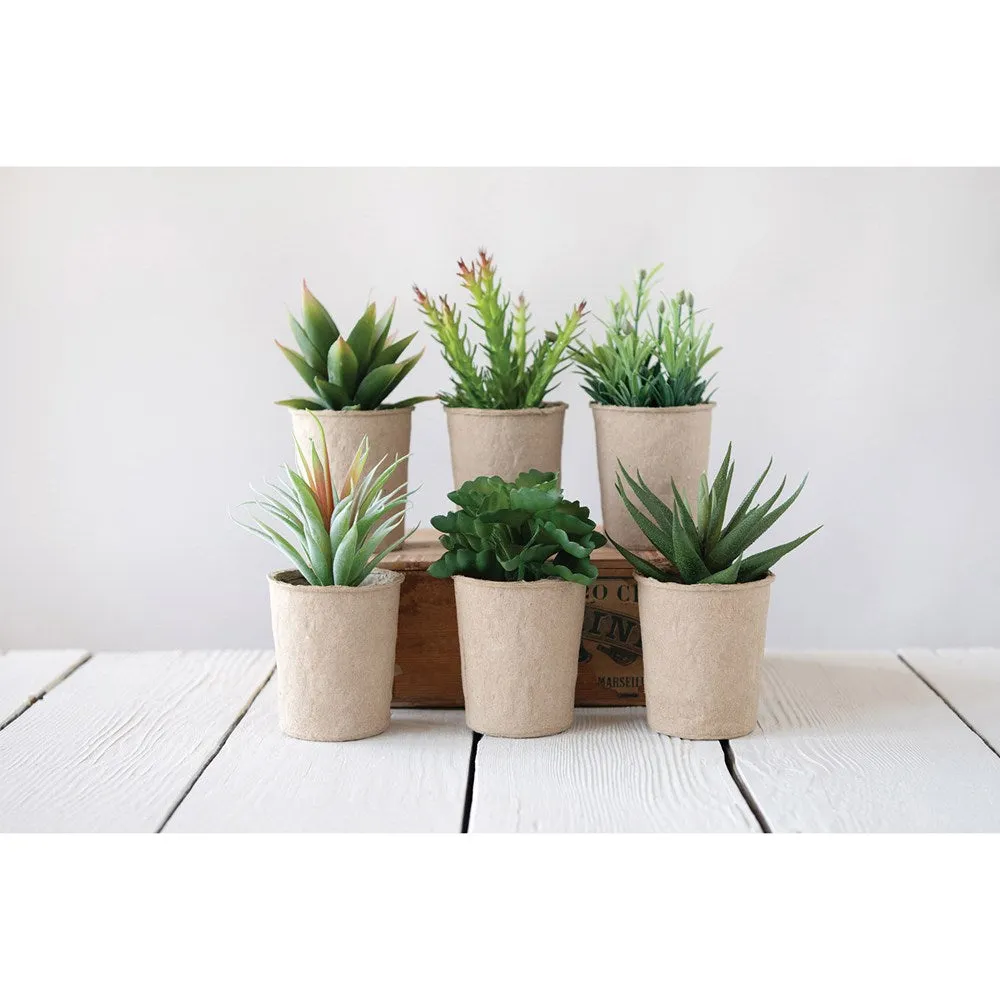7 1/4" Faux Succulents in Paper Pots