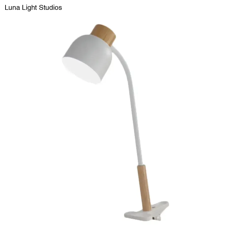 Aldhibah - Nordic Style Studio Clamp Desk Lamp: Green/White & Wood, Flexible Arm