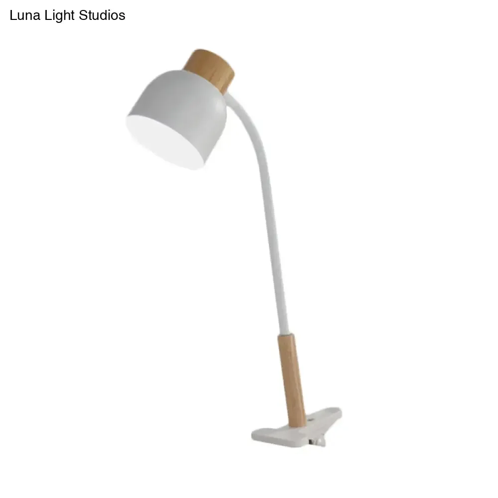 Aldhibah - Nordic Style Studio Clamp Desk Lamp: Green/White & Wood, Flexible Arm