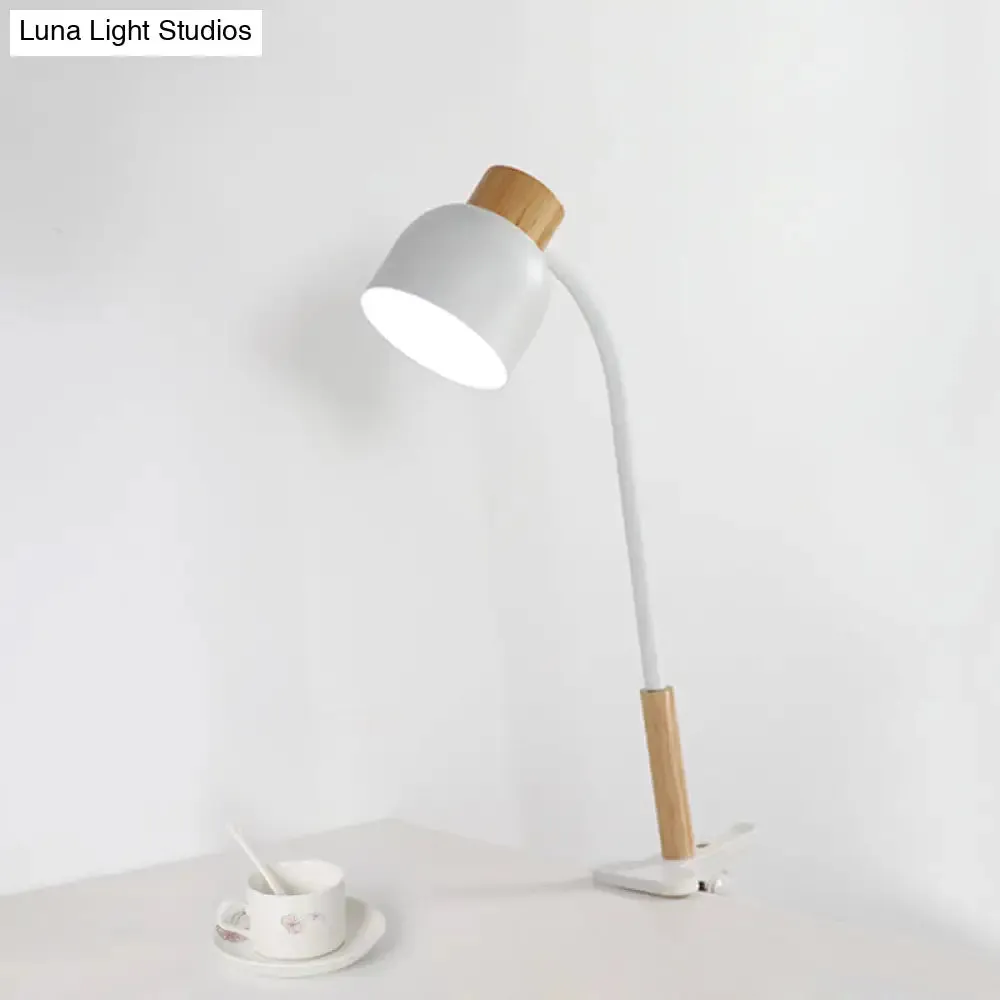 Aldhibah - Nordic Style Studio Clamp Desk Lamp: Green/White & Wood, Flexible Arm