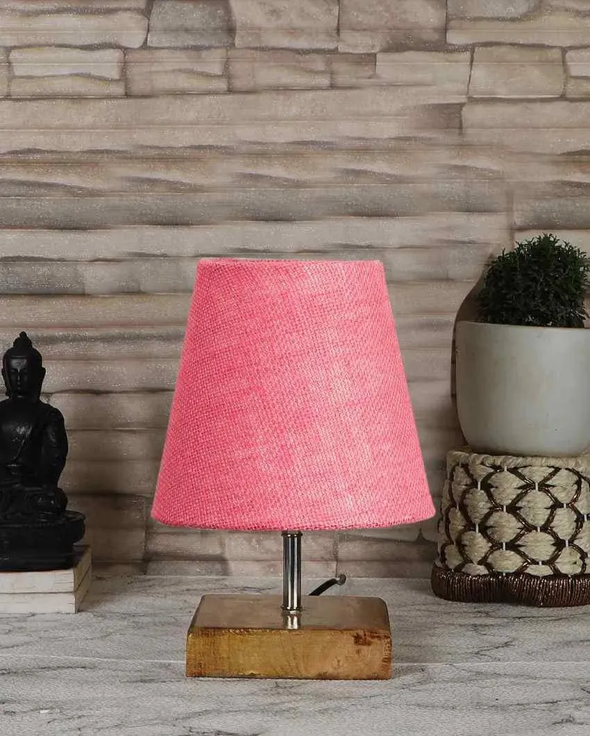 Alluring Jute Square Natural Wood Square Base Table Lamp | Multiple Colors | 6 x 8 inches