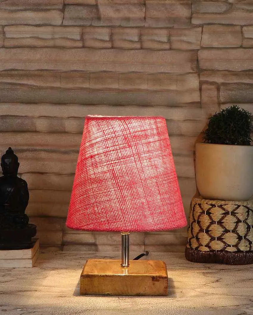 Alluring Jute Square Natural Wood Square Base Table Lamp | Multiple Colors | 6 x 8 inches