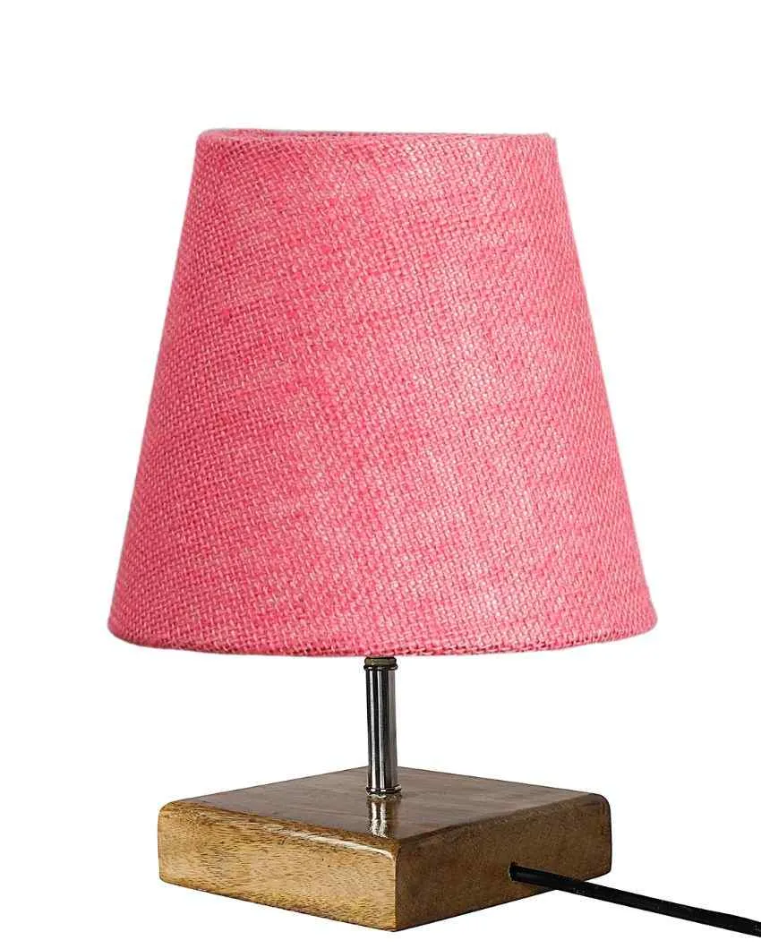 Alluring Jute Square Natural Wood Square Base Table Lamp | Multiple Colors | 6 x 8 inches