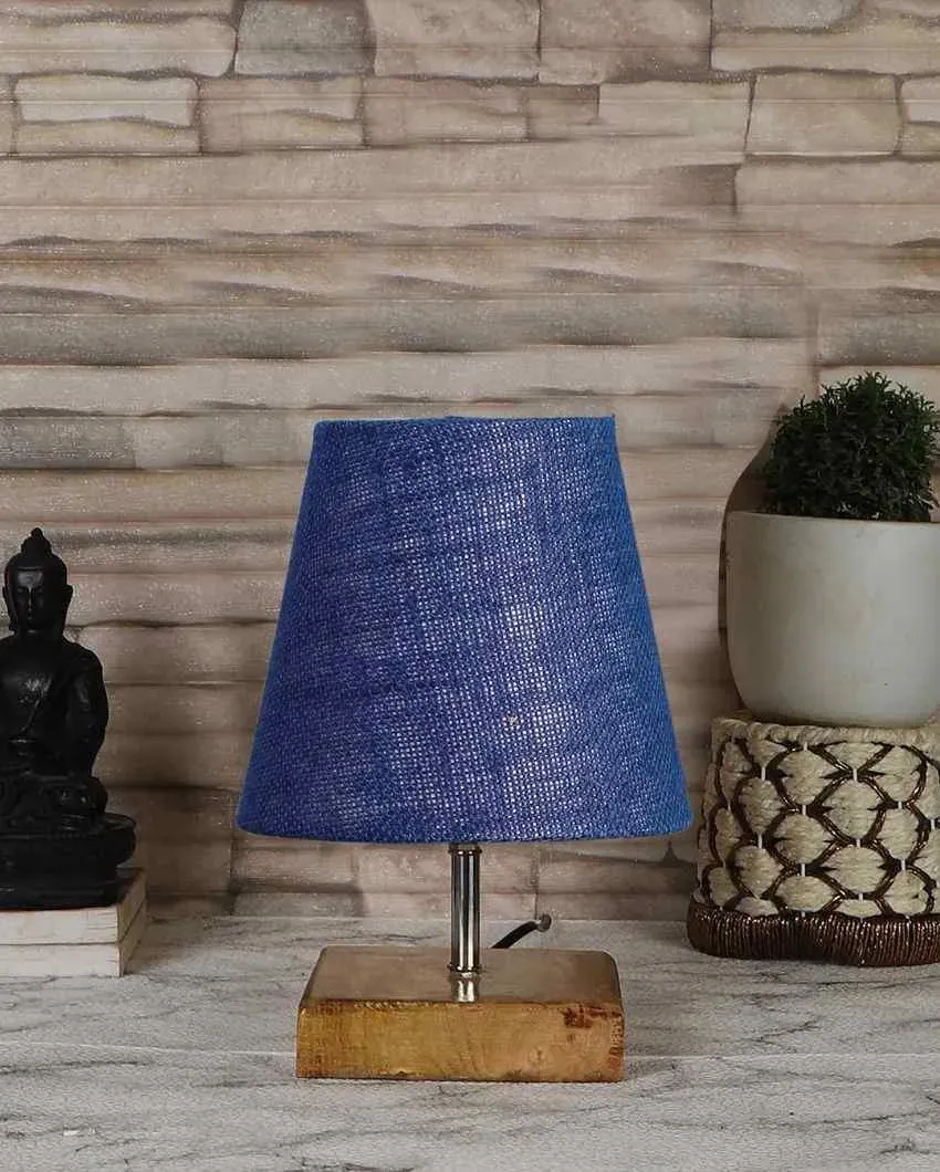 Alluring Jute Square Natural Wood Square Base Table Lamp | Multiple Colors | 6 x 8 inches