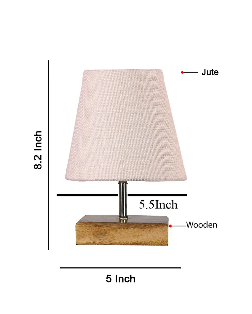 Alluring Jute Square Natural Wood Square Base Table Lamp | Multiple Colors | 6 x 8 inches