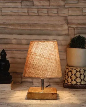 Alluring Jute Square Natural Wood Square Base Table Lamp | Multiple Colors | 6 x 8 inches