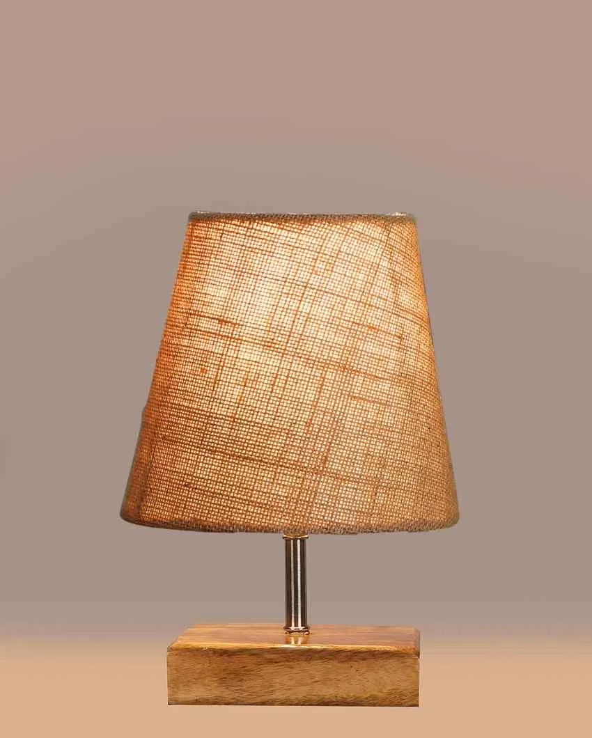 Alluring Jute Square Natural Wood Square Base Table Lamp | Multiple Colors | 6 x 8 inches
