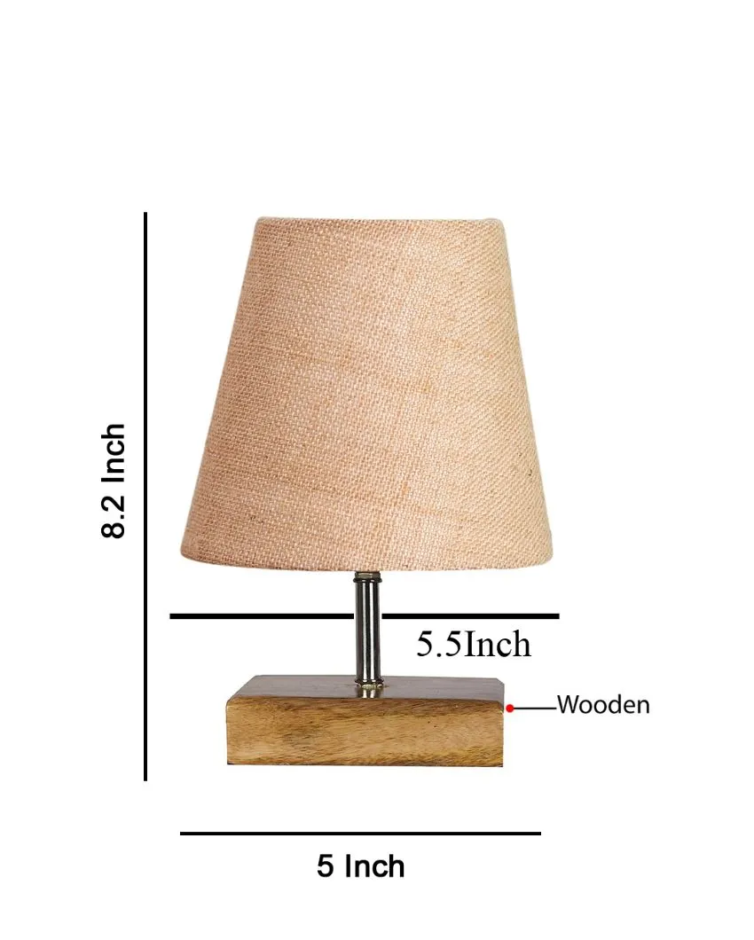 Alluring Jute Square Natural Wood Square Base Table Lamp | Multiple Colors | 6 x 8 inches