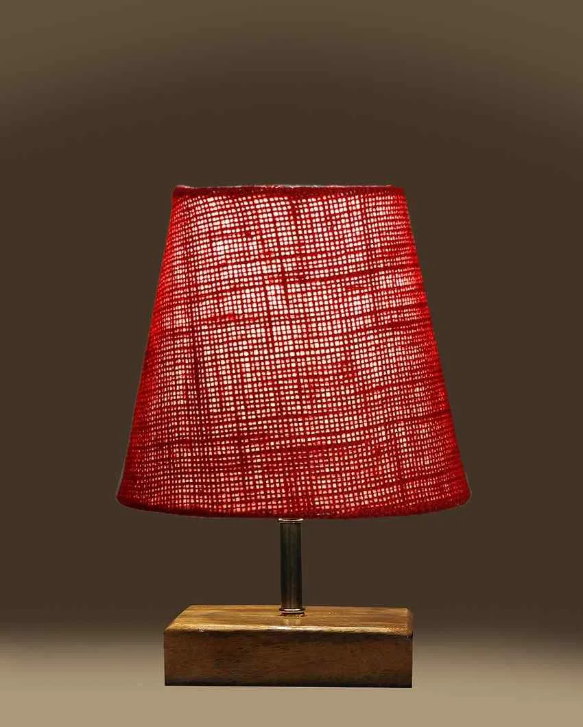 Alluring Jute Square Natural Wood Square Base Table Lamp | Multiple Colors | 6 x 8 inches