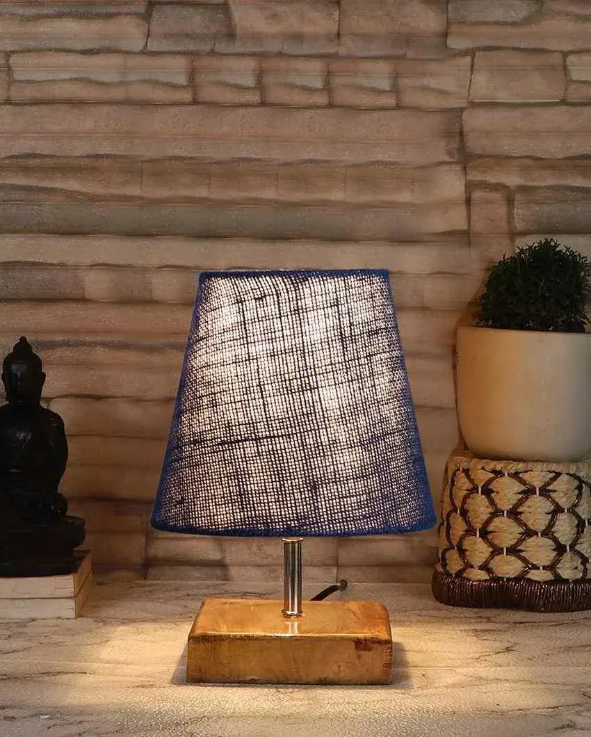 Alluring Jute Square Natural Wood Square Base Table Lamp | Multiple Colors | 6 x 8 inches
