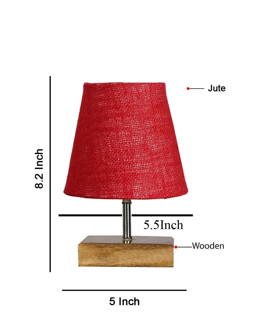 Alluring Jute Square Natural Wood Square Base Table Lamp | Multiple Colors | 6 x 8 inches