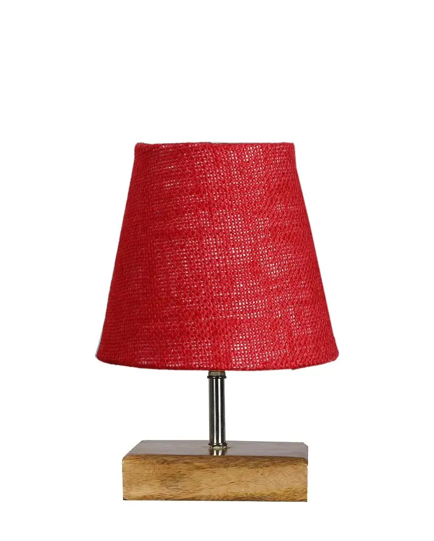Alluring Jute Square Natural Wood Square Base Table Lamp | Multiple Colors | 6 x 8 inches