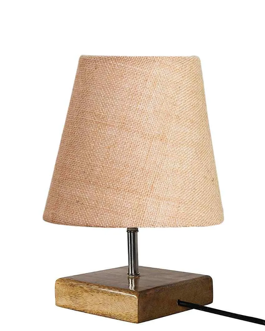 Alluring Jute Square Natural Wood Square Base Table Lamp | Multiple Colors | 6 x 8 inches