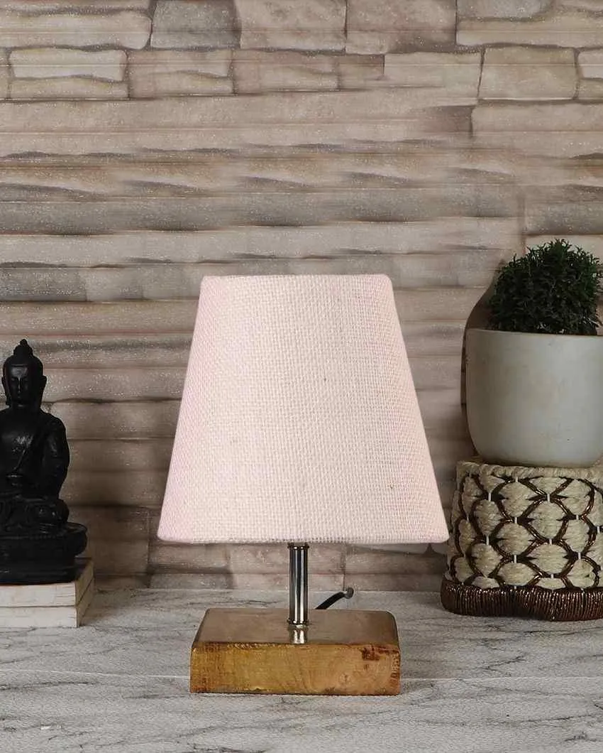 Alluring Jute Square Natural Wood Square Base Table Lamp | Multiple Colors | 6 x 8 inches