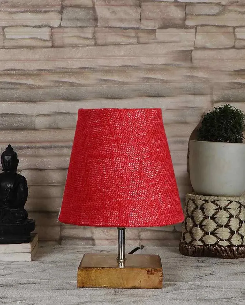 Alluring Jute Square Natural Wood Square Base Table Lamp | Multiple Colors | 6 x 8 inches