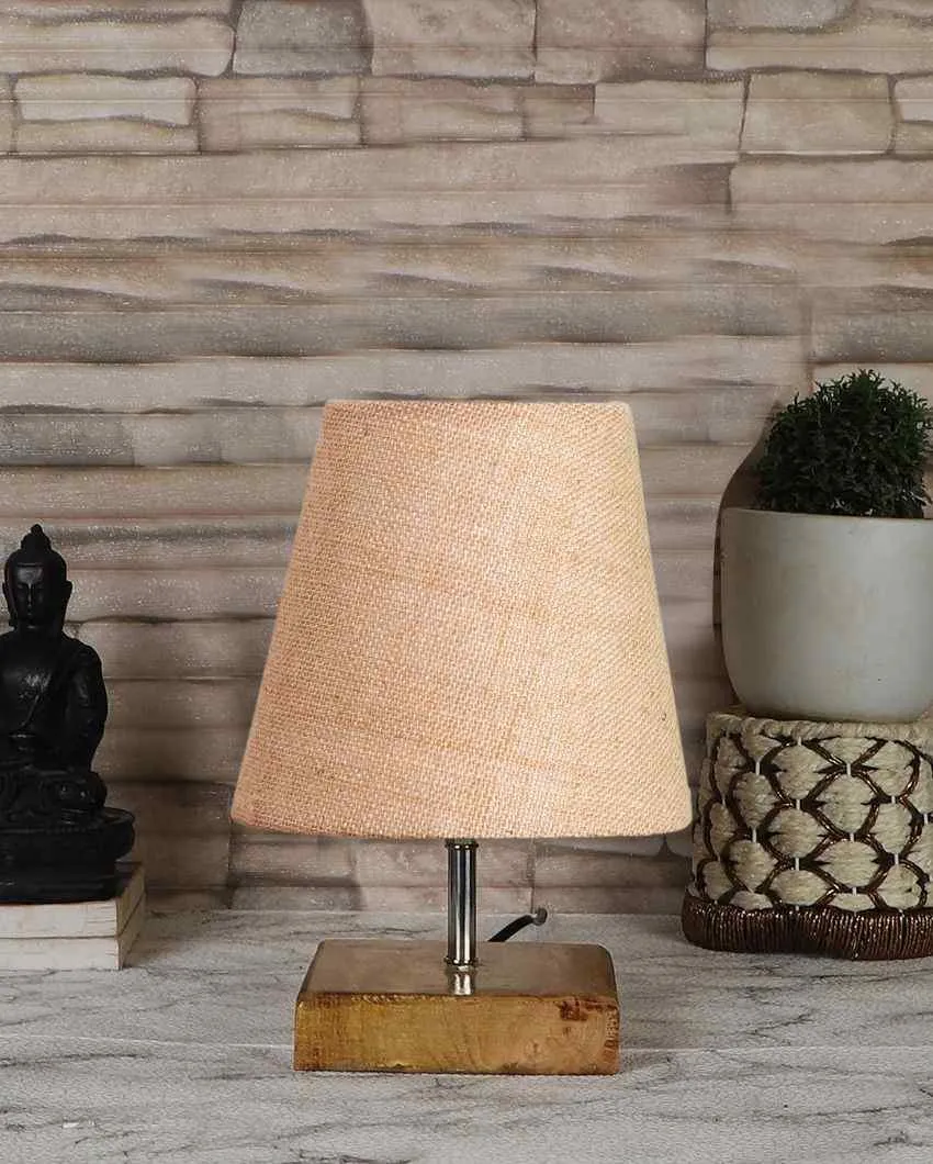 Alluring Jute Square Natural Wood Square Base Table Lamp | Multiple Colors | 6 x 8 inches