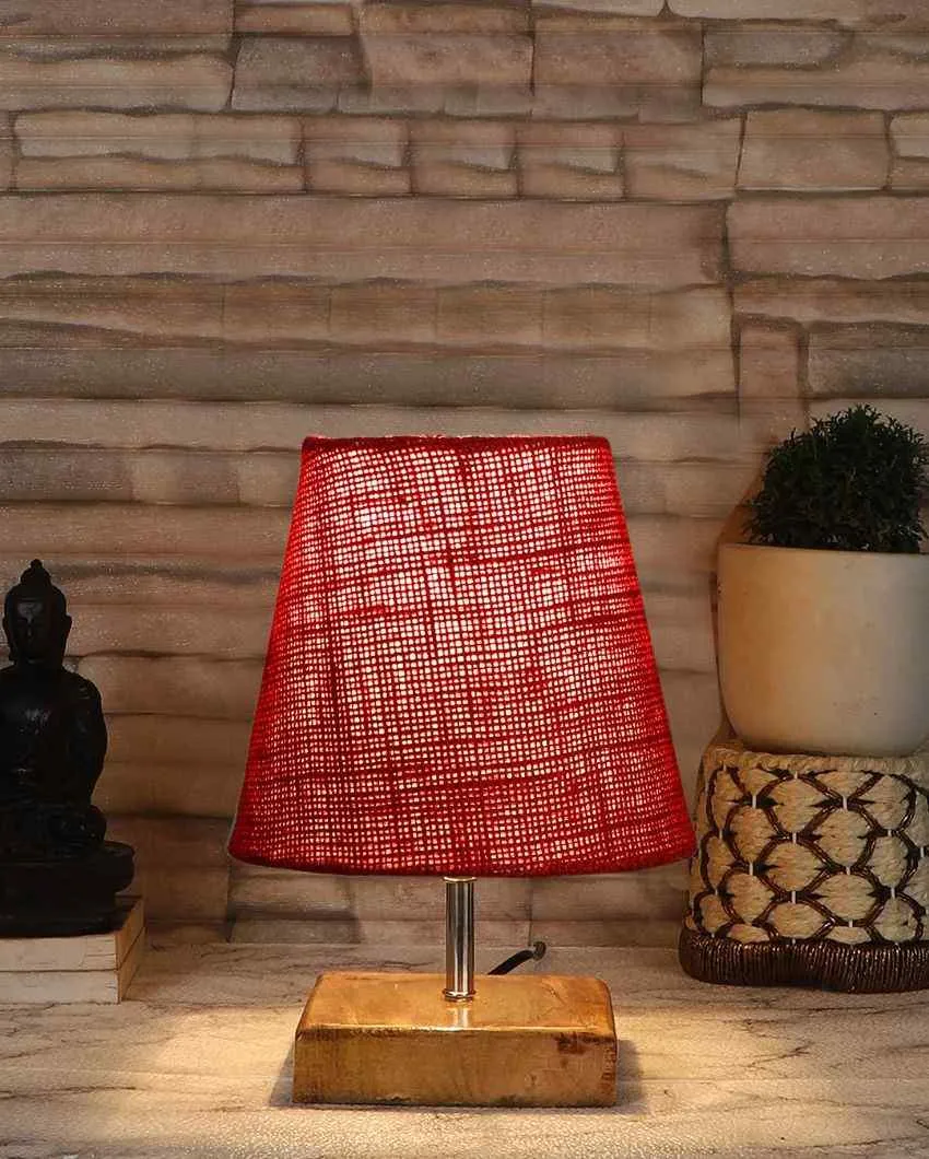 Alluring Jute Square Natural Wood Square Base Table Lamp | Multiple Colors | 6 x 8 inches