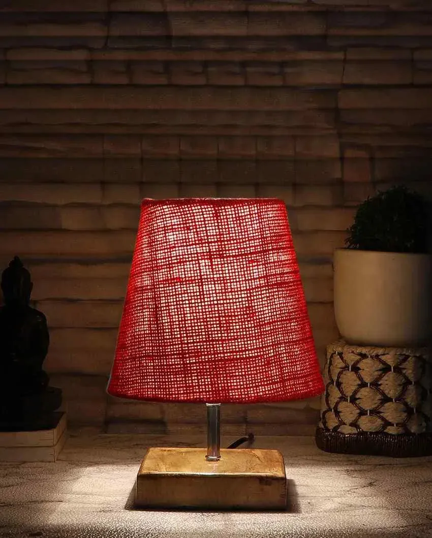 Alluring Jute Square Natural Wood Square Base Table Lamp | Multiple Colors | 6 x 8 inches