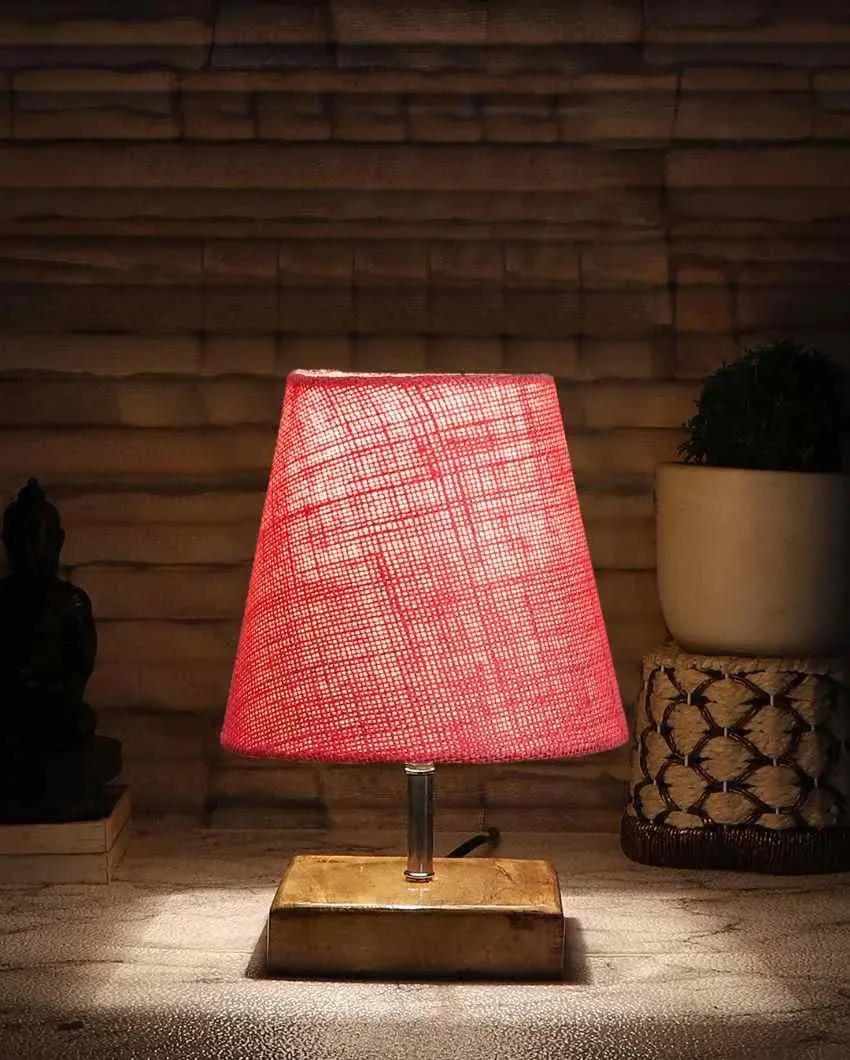 Alluring Jute Square Natural Wood Square Base Table Lamp | Multiple Colors | 6 x 8 inches