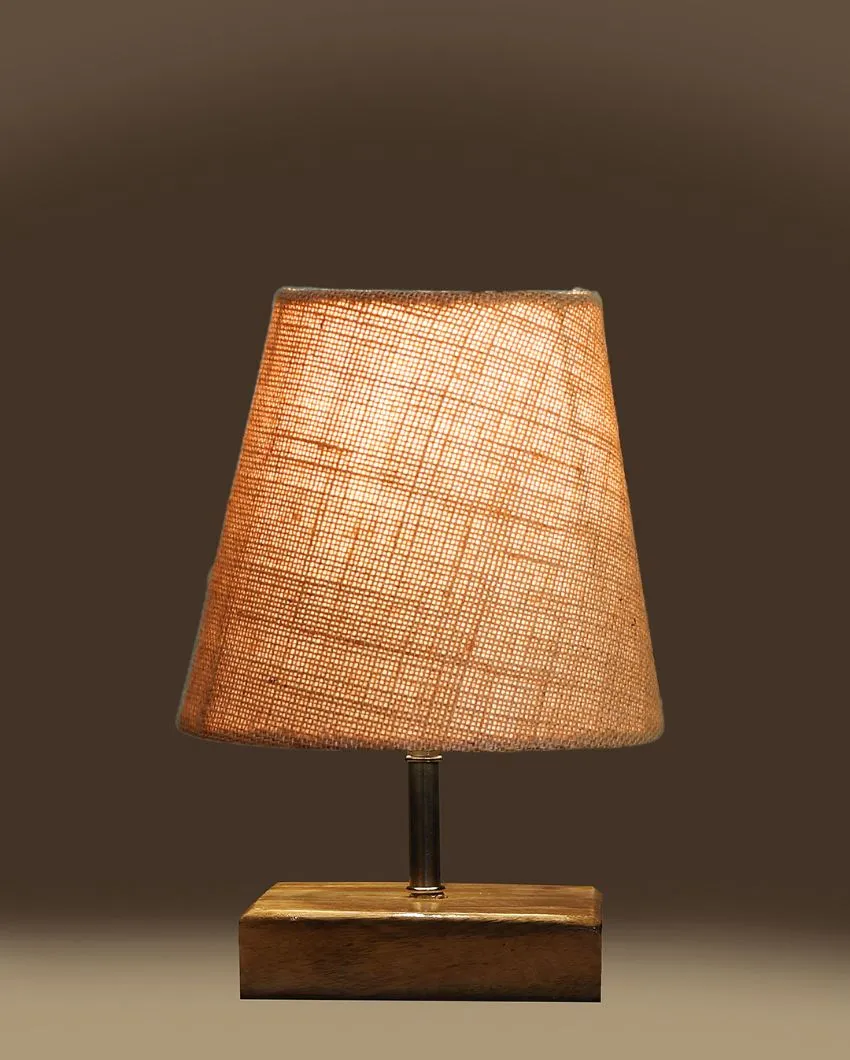 Alluring Jute Square Natural Wood Square Base Table Lamp | Multiple Colors | 6 x 8 inches