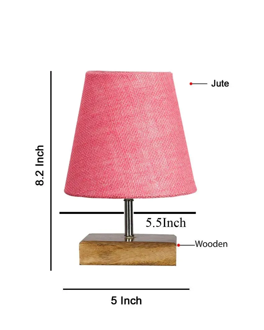 Alluring Jute Square Natural Wood Square Base Table Lamp | Multiple Colors | 6 x 8 inches