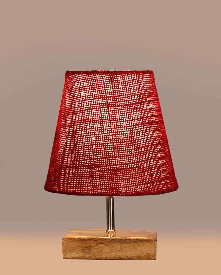 Alluring Jute Square Natural Wood Square Base Table Lamp | Multiple Colors | 6 x 8 inches