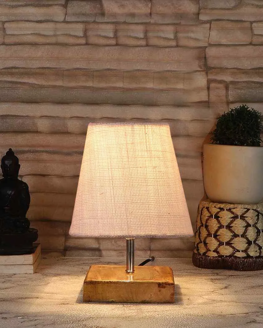 Alluring Jute Square Natural Wood Square Base Table Lamp | Multiple Colors | 6 x 8 inches