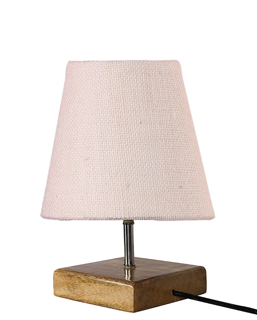 Alluring Jute Square Natural Wood Square Base Table Lamp | Multiple Colors | 6 x 8 inches