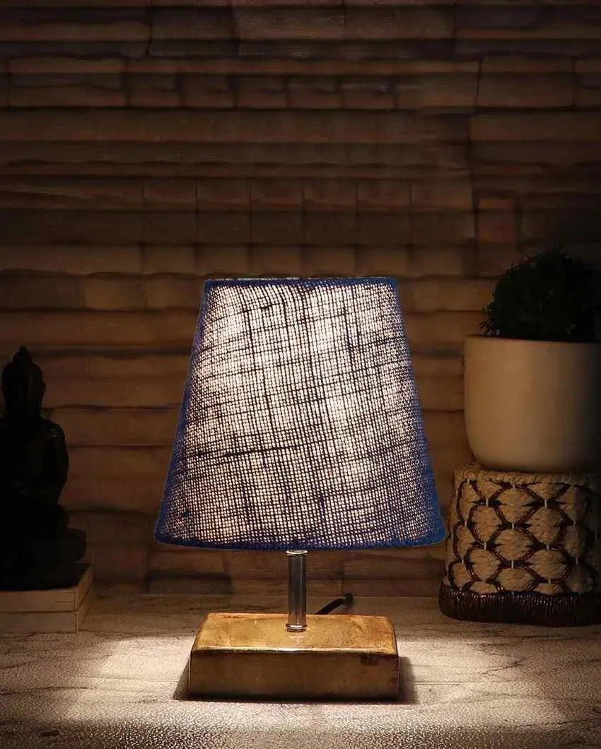Alluring Jute Square Natural Wood Square Base Table Lamp | Multiple Colors | 6 x 8 inches