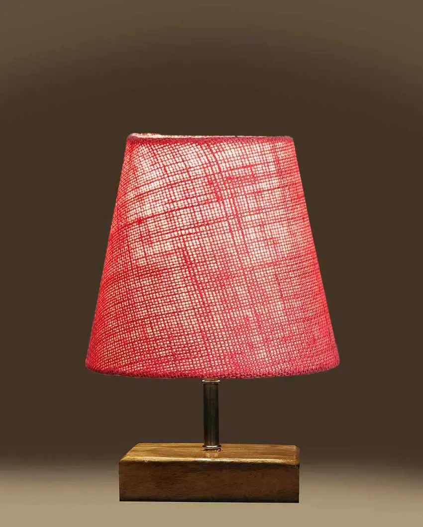 Alluring Jute Square Natural Wood Square Base Table Lamp | Multiple Colors | 6 x 8 inches