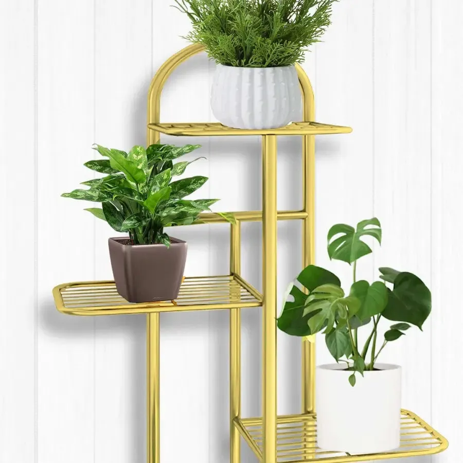 Arched 8 Tier Gold Metal Plant Stand for 9 Planters