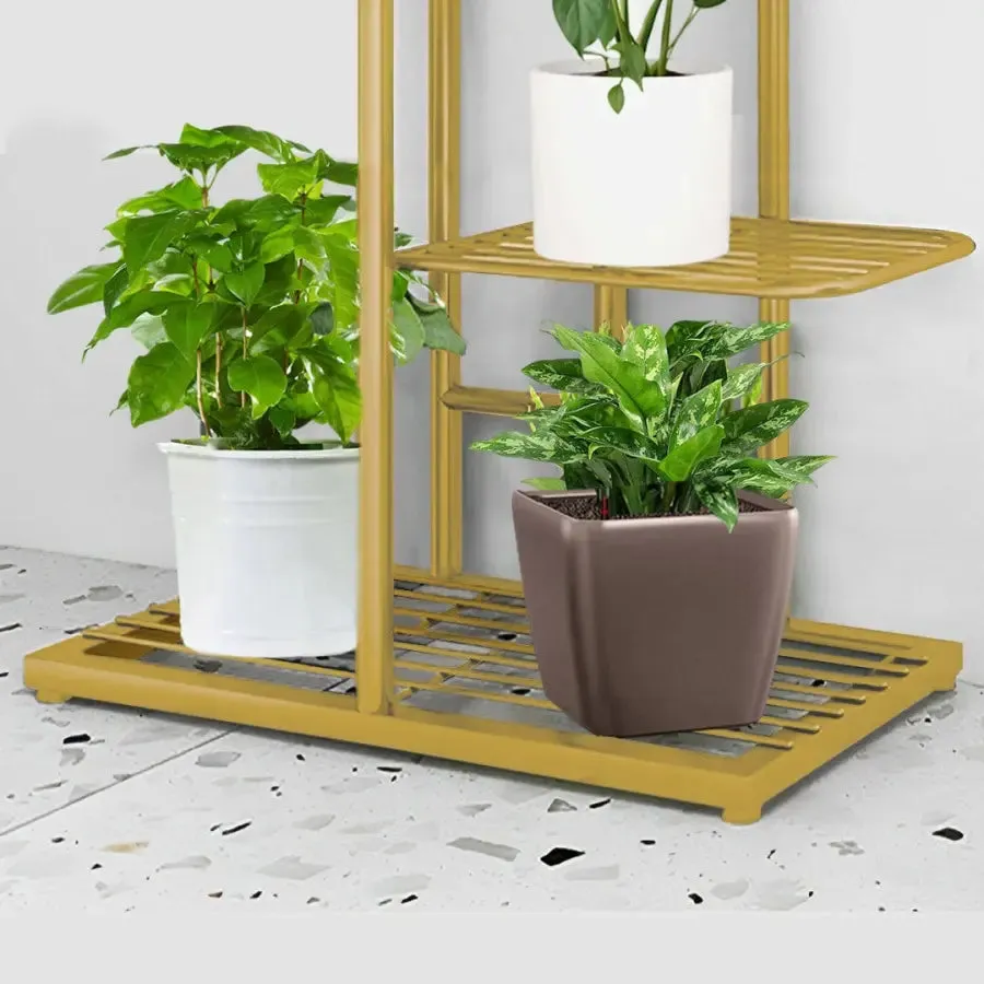 Arched 8 Tier Gold Metal Plant Stand for 9 Planters