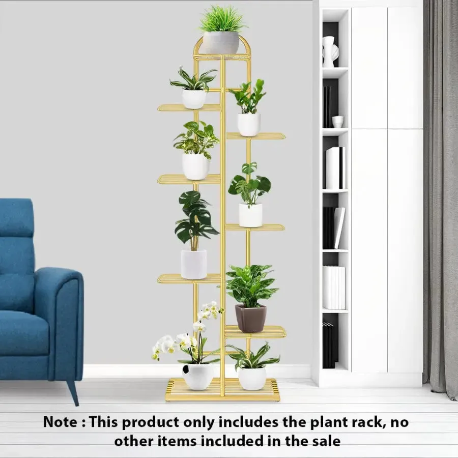 Arched 8 Tier Gold Metal Plant Stand for 9 Planters