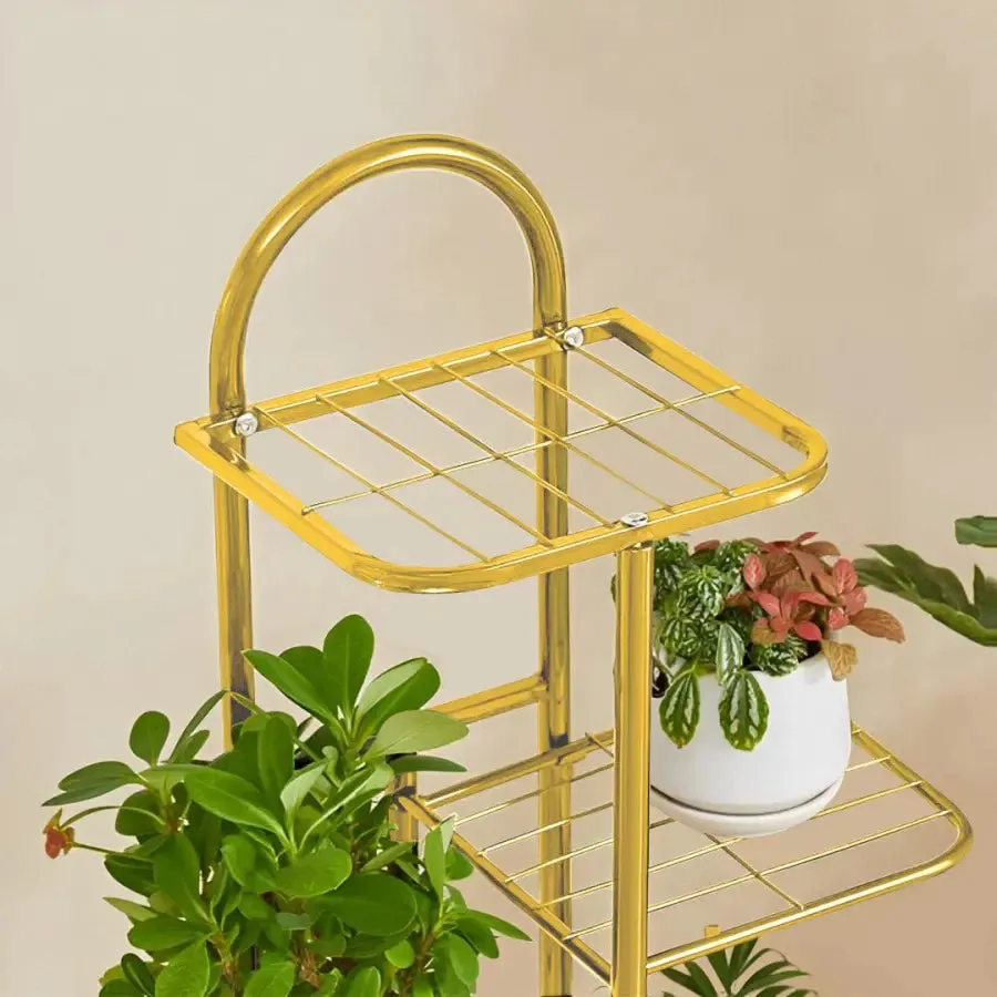 Arched 8 Tier Gold Metal Plant Stand for 9 Planters